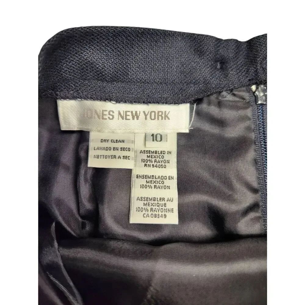 Jones New York Navy Skirt Suit with Gold Buttons - Picture 12 of 14